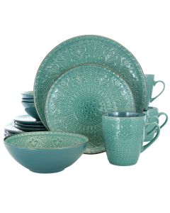 Elama Sea Foam Mozaic 16 Piece Luxurious Stoneware Dinnerware with Complete Setting for 4
