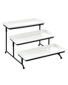 Elama 3 Tier Rectangular Plate Porcelain Serveware Set